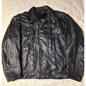 Street & Steel Motorcycle Jacket Mens 3XL Black Leather Vented Cruiser Biker